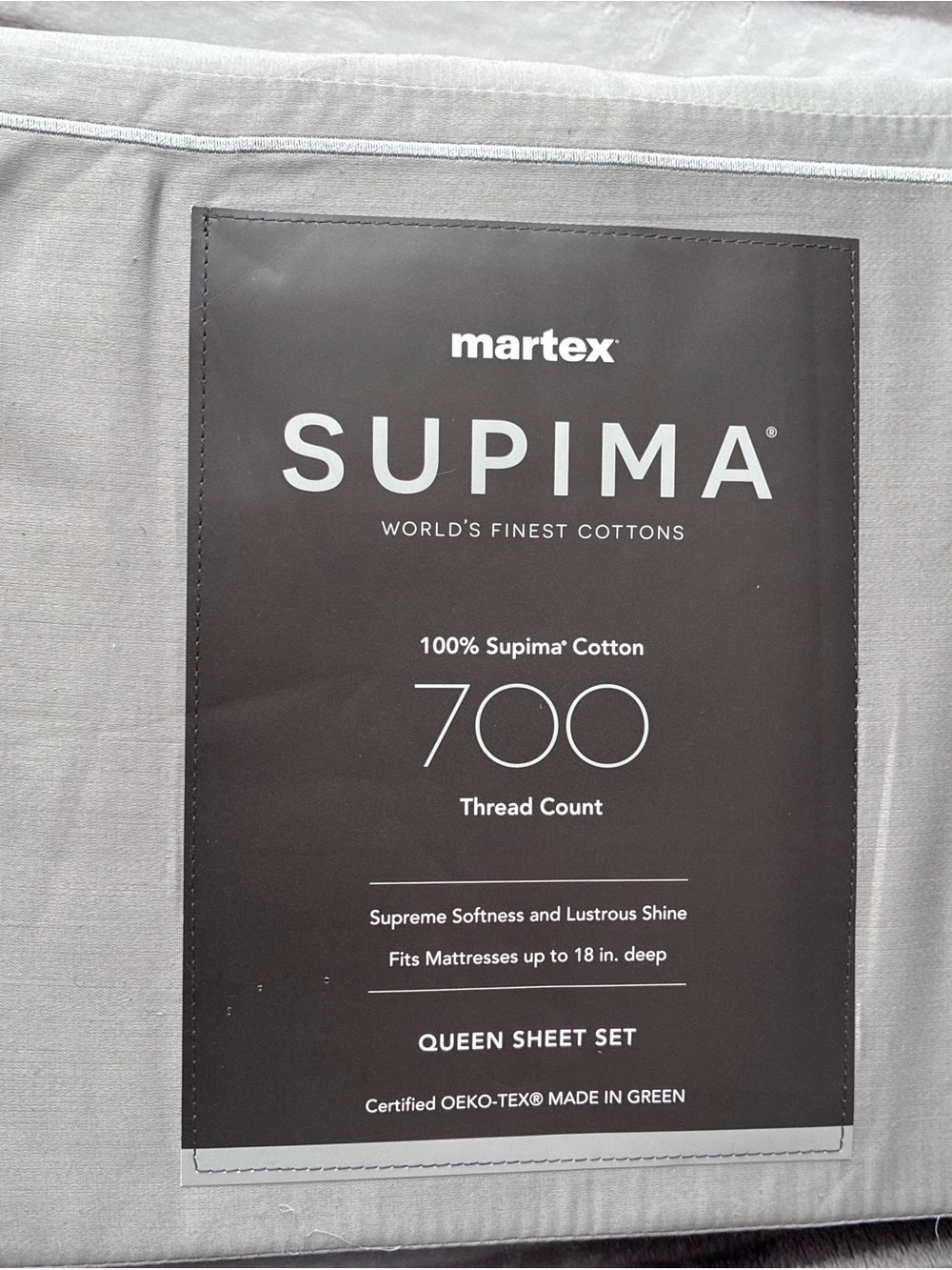 Martex Supima Queen Sheet Set - Limestone Light Gray